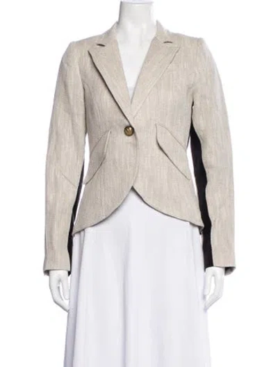 Pre-owned Smythe Linen Tweed Pattern Blazer W/ Tags In Neutrals
