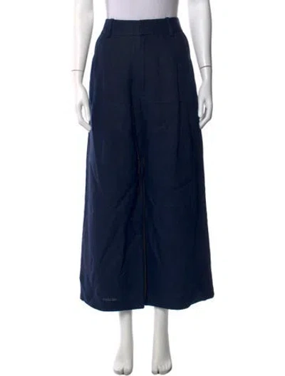 Pre-owned Smythe Linen Wide Leg Pants In Blue