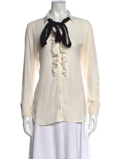Pre-owned Smythe Long Sleeve Blouse In White