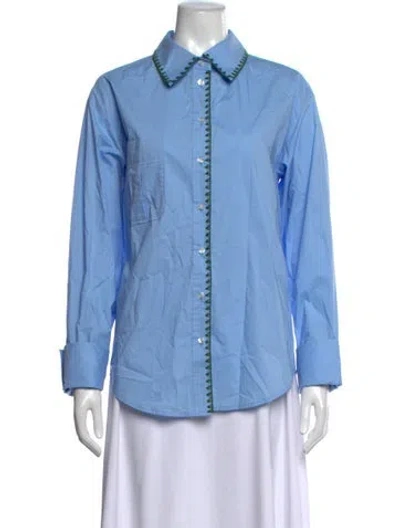 Pre-owned Smythe Long Sleeve Button-up Top In Blue