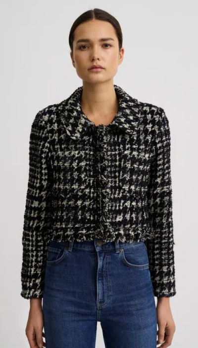 Smythe Long Sleeve Mini Jacket In Black Houndstooth