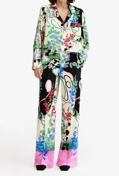 Smythe Low Rise Slouch Trouser In Graphic Botanical In Black