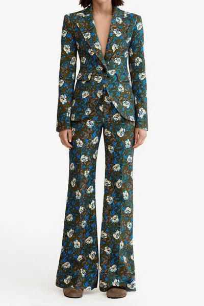 Smythe Mid-rise Classic Pant In Olive Floral In Multi