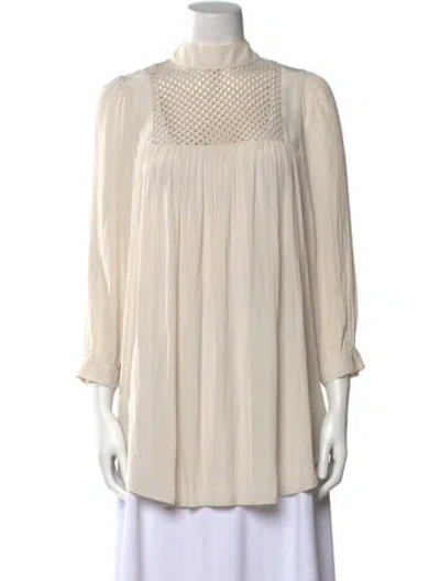 Pre-owned Smythe Mock Neck Long Sleeve Blouse In Neutral