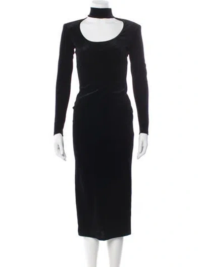 Pre-owned Smythe Mock Neck Midi Length Dress In Black