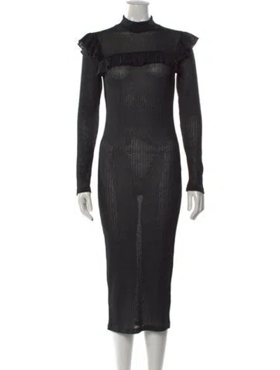 Pre-owned Smythe Mock Neck Midi Length Dress In Black