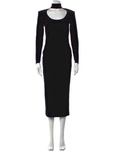 Pre-owned Smythe Mock Neck Midi Length Dress In Black