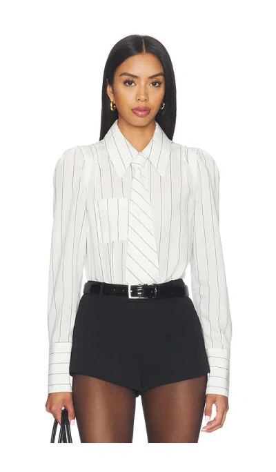 Smythe Neck Tie Box Pleat Shirt In White Stripe