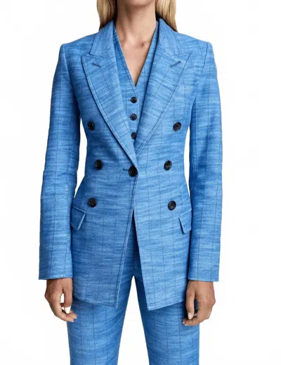 Smythe Not A Double Breasted Blazer In Denim Stripe In Blue