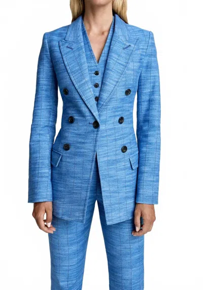 Smythe Not A Double Breasted Blazer In Denim Stripe In Blue