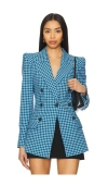 Smythe Not A Double Breasted Pagoda Blazer In Micro Blue