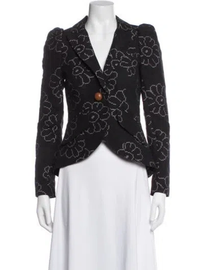 Pre-owned Smythe Nylon Floral Print Blazer In Black