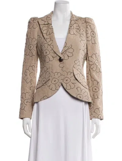 Pre-owned Smythe Nylon Floral Print Evening Jacket W/ Tags In Neutral