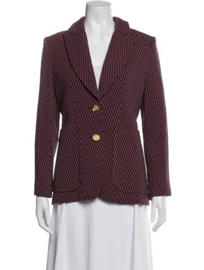 Pre-owned Smythe Nylon Houndstooth Print Blazer In Blue/red