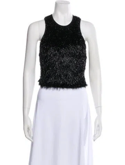 Pre-owned Smythe Nylon Scoop Neck Crop Top In Black