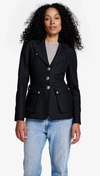 Smythe Officers Jacket In Carbon Herringbone