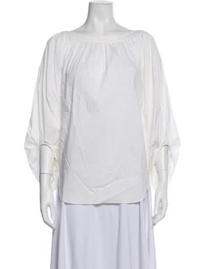 Pre-owned Smythe Off-the-shoulder Three-quarter Sleeve Blouse In Neutral