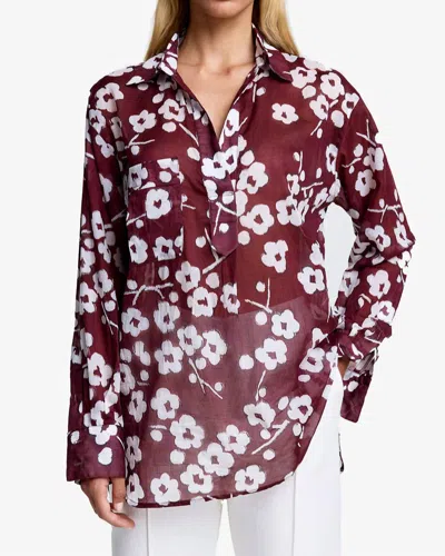 Smythe Over The Head Pocket Shirt In Sangria In Burgundy