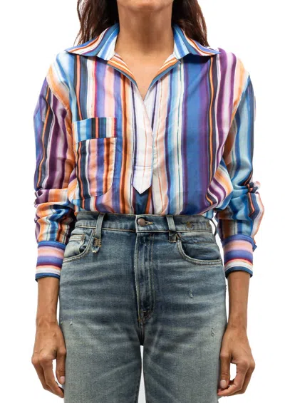Smythe Over The Head Pocket Shirt In Sunset Stripe In Multi