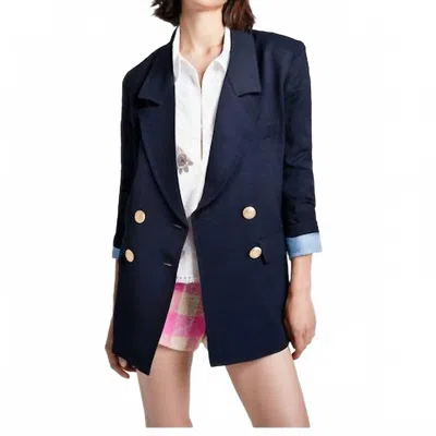 Smythe Oversized Double Breasted Button Front Blazer In Navy In Blue
