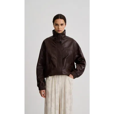Smythe Oversized Leather Bomber In Brown