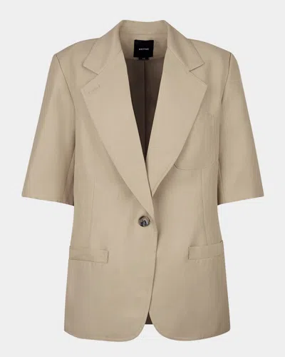 Smythe Oversized Short-sleeve Blazer In Stone