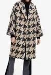 Smythe Oversized Swing Coat In Oatmeal Houndstooth In Brown