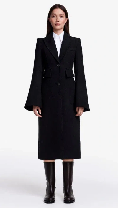 Smythe Pagoda Brando Trumpet Sleeve Coat In Black