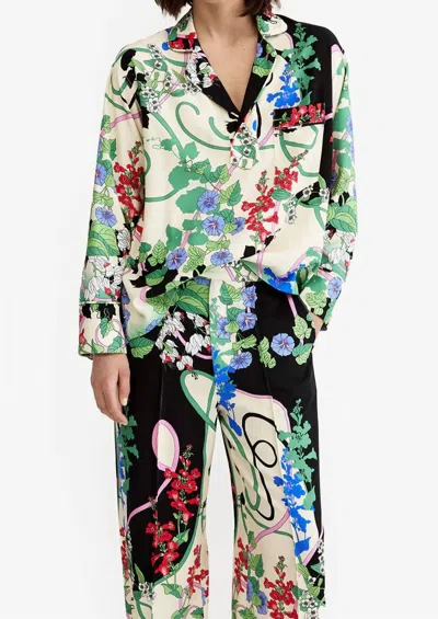 Smythe Pajama Shirt In Graphic Botanical In Multi