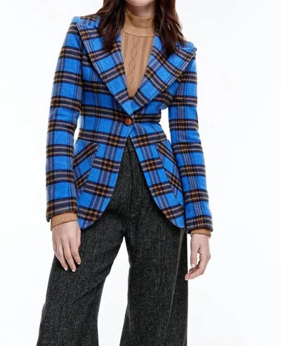 Smythe Patch Pocket Birkin Blazer In French Blue Plaid