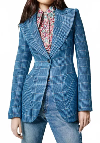 Smythe Patch Pocket Birkin Blazer In Indigo Glen In Blue