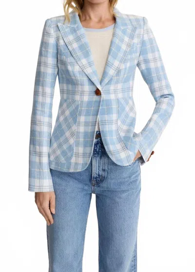 Smythe Patch Pocket Duchess Blazer In Sky Plaid In Blue
