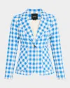 Smythe Patch Pocket Duchess Blazer With Elbow Patches In Marine Check