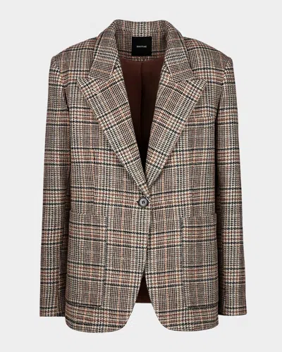 Smythe Patch Pocket Houndstooth Plaid Single-breasted Blazer In Multi
