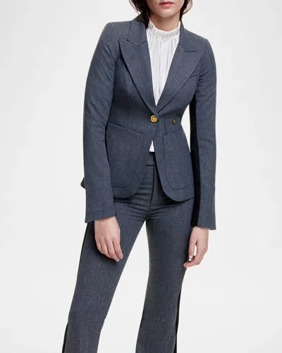 Smythe Patch Pocket Tux Stripe Blazer In Grey