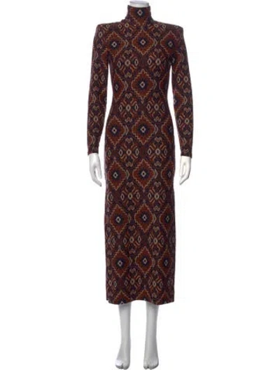 Pre-owned Smythe Patterned Long Dress In Brown