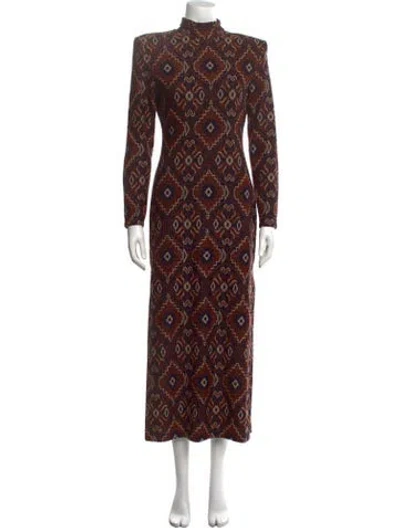 Pre-owned Smythe Patterned Long Dress In Brown