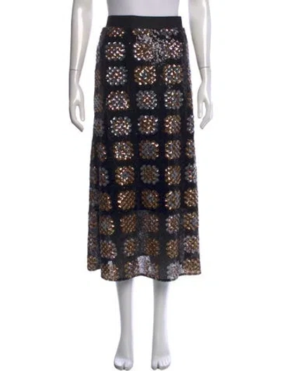 Pre-owned Smythe Patterned Long Skirt W/ Tags In Black