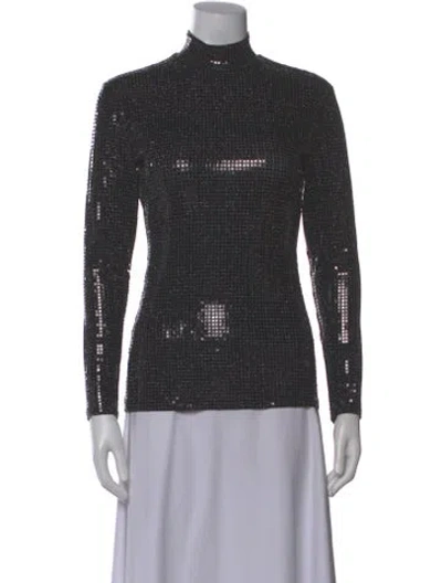 Pre-owned Smythe Patterned Mock Neck Top In Gray