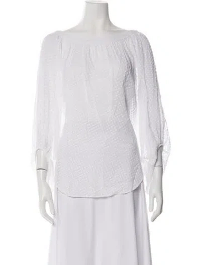 Pre-owned Smythe Patterned Off-the-shoulder Blouse In White