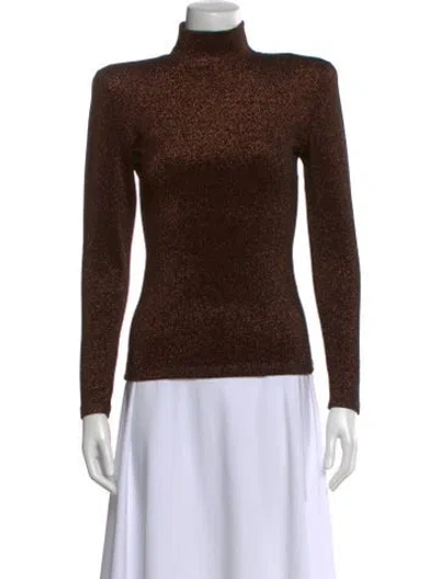 Pre-owned Smythe Patterned Turtleneck Top In Brown