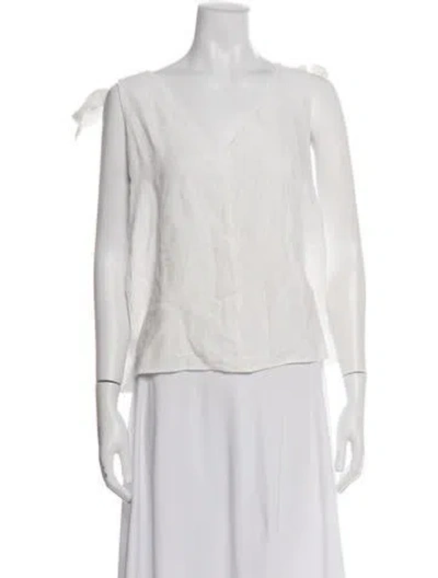 Pre-owned Smythe Patterned V-neck Top In White