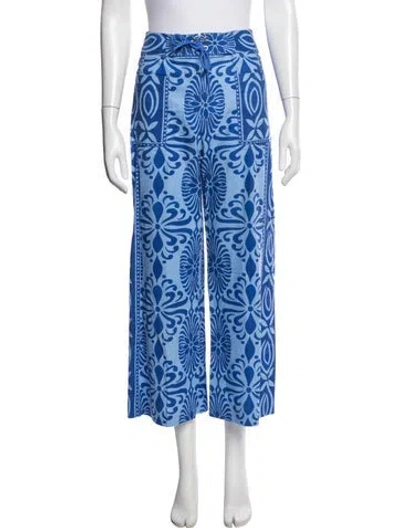 Pre-owned Smythe Patterned Wide Leg Pants In Blue