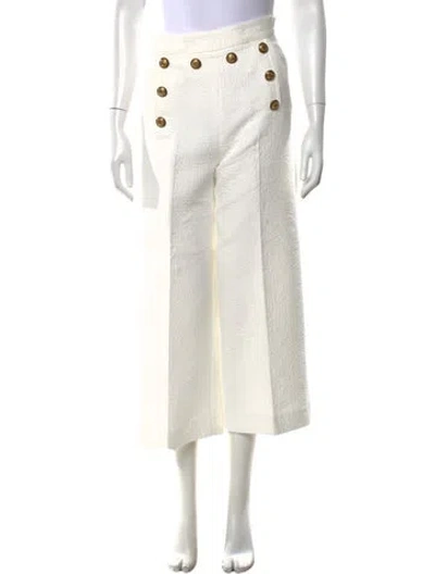 Pre-owned Smythe Patterned Wide Leg Pants In White