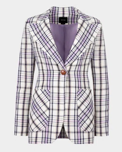 Smythe Plaid Patch Pocket Birkin Blazer In Lavender Navy