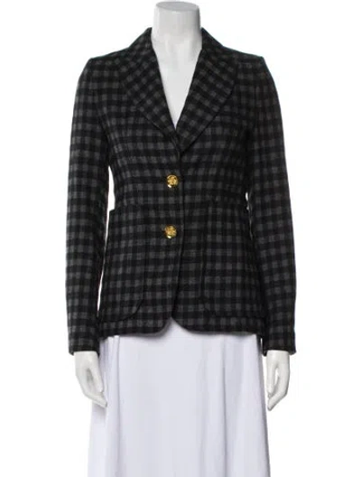 Pre-owned Smythe Plaid Print Blazer In Black