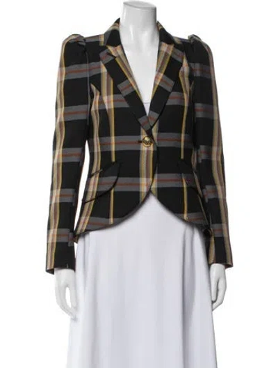 Pre-owned Smythe Plaid Print Blazer In Black