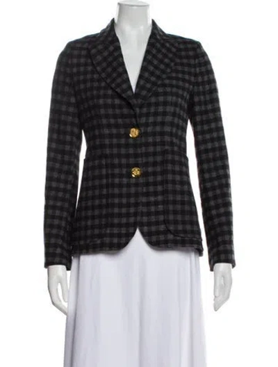 Pre-owned Smythe Plaid Print Blazer In Black