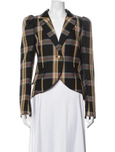 Pre-owned Smythe Plaid Print Blazer In Black