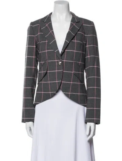 Pre-owned Smythe Plaid Print Blazer In Blue